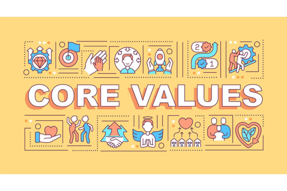Core Values Word Concepts Banner: A Versatile Visual Tool for Brand Messaging