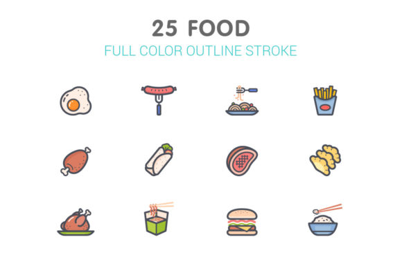 Food Line with Color Icons: A Versatile Toolkit for Modern Design
