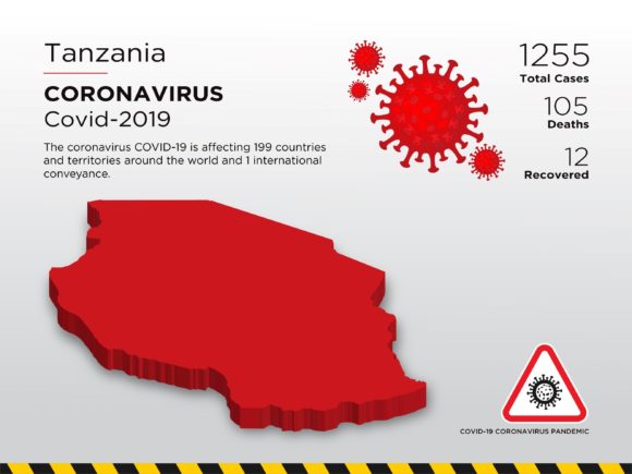 Tanzania Affected Country 3D Map: A Clear and Visual Way to Track the Pandemic